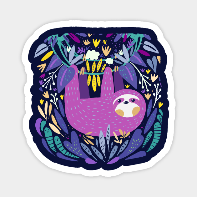 Purple Sloth Magnet by Mjdaluz