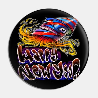 Happy New Year Graffiti Pin