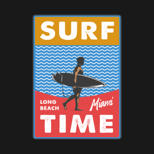 Surf Time Long Beach Miami Retro Vintage Surf Design T-Shirt