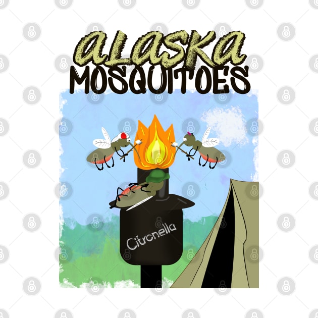 Alaska Mosquitoes Cartoon - Camping by Tiki Torch by ButterflyInTheAttic