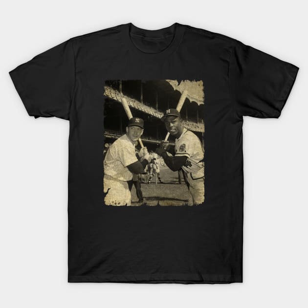 Hank Aaron in the locker room, 1958 T-Shirt by The Harrington