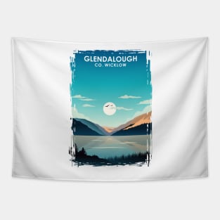 Glendalough Ireland Vintage Minimal Retro Travel Poster Tapestry