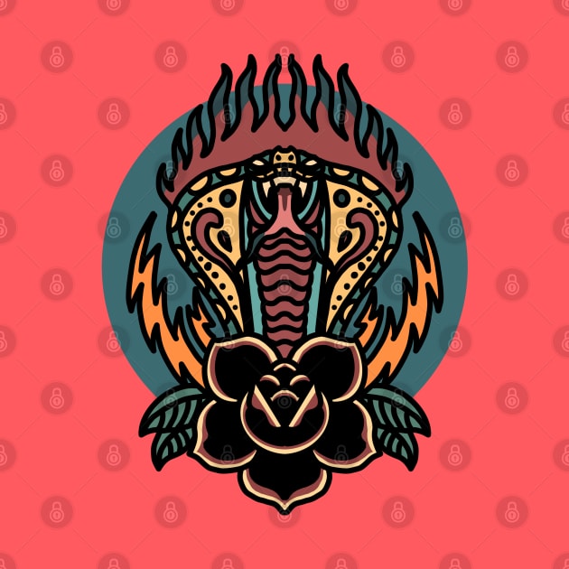 flaming cobra tattoo t-shirt by donipacoceng