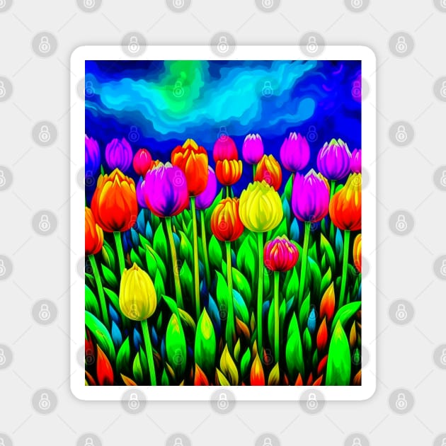 Tulips Van Gogh Style Magnet by HolidayBug