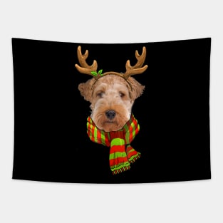 Merry Xmas Wire Fox Terrier Dog Christmas Dog Lover Tapestry