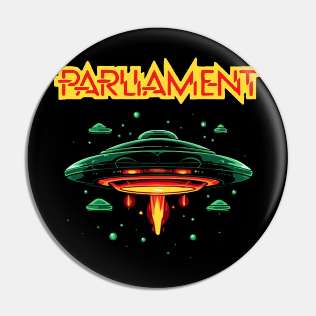 Parliament Funkadelic Retro Mothership UFO Rock Funk Throwback Pin by robotbasecamp