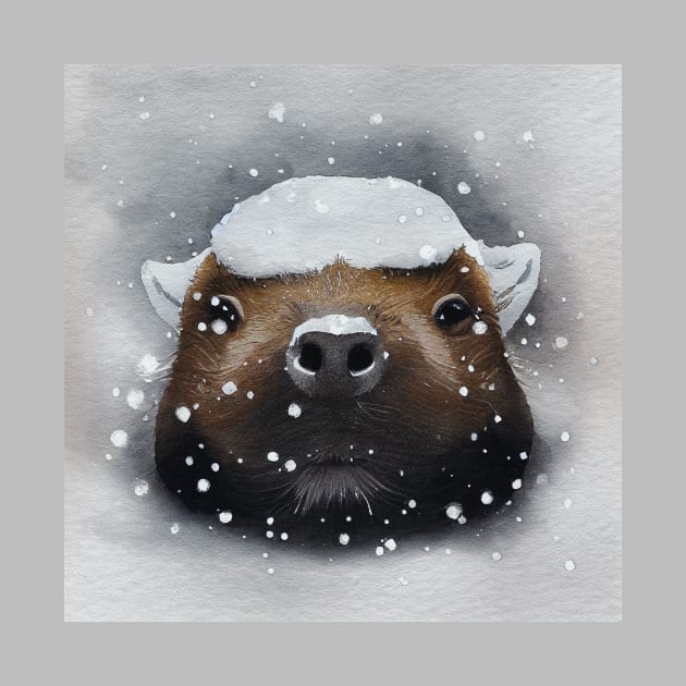 Capybara in Snow by fistikci
