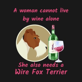 A Funny Wire Fox Terrier and Wine T-Shirt