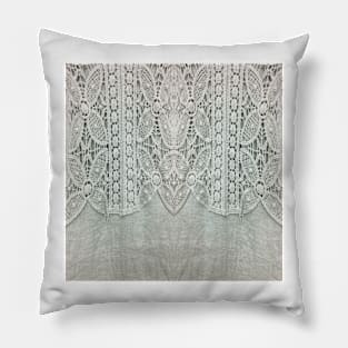 grey linen country chic floral bohemian lace Pillow