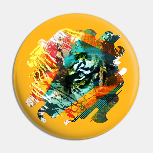 Bengal Tiger in  Abstract Paint Digital art Pin by Nartissima