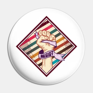 'Resist Raised Fist Retro' Awesome Feminism Rights Pin
