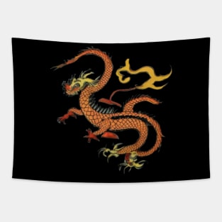 Orange japanese dragon Tapestry