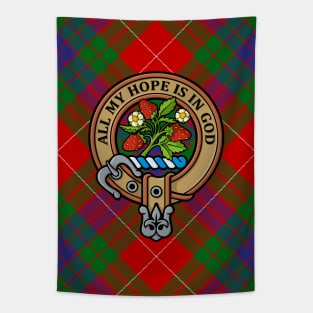 Clan Fraser Crest over Tartan Tapestry