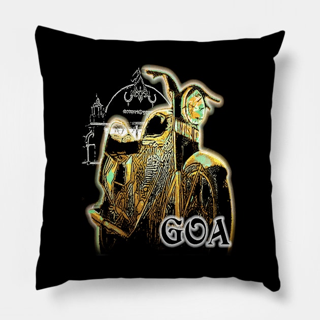 Classic Motorbike in Goa Pillow by thepeanutline