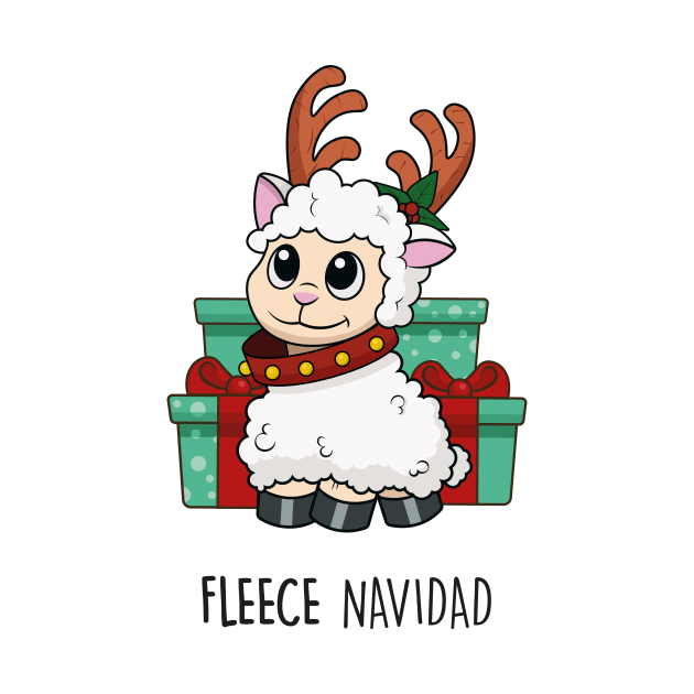 Fleece Navidad | Cute Christmas Pun Tshirt | Sheep Joke by Sarah's Simulacrum