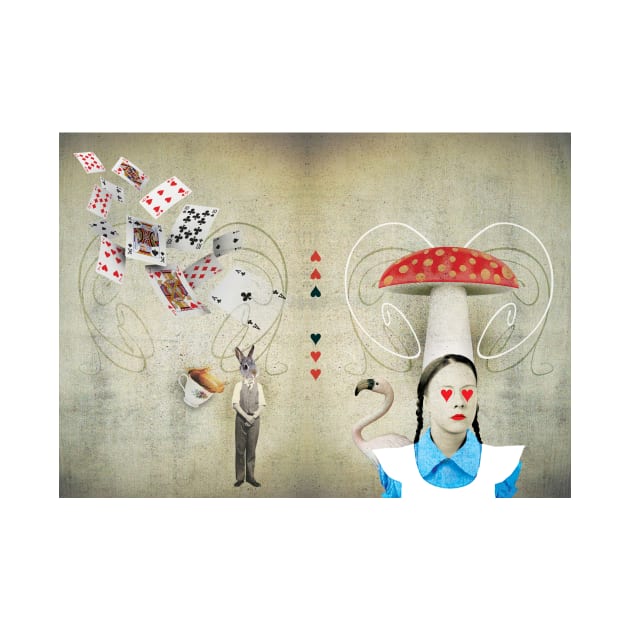 Alice In Wonderland Retro Vintage Surreal Collage by Inogitna Designs