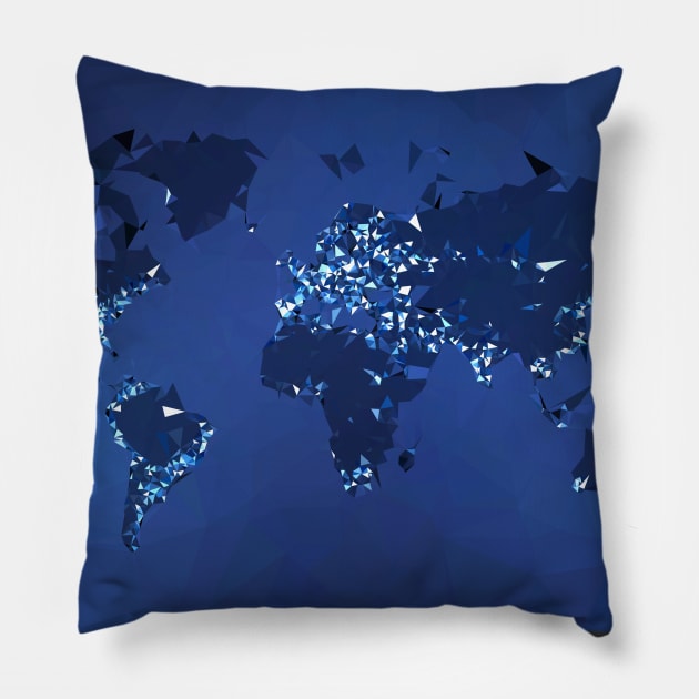 The World (Simplified, Night) Pillow by vladstudio
