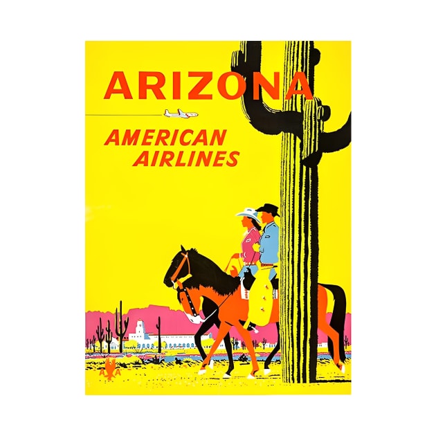 Vintage Arizona American Airlines Travel Art by tinaschoen