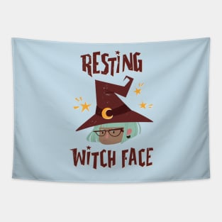 Resting Witch Face - Green Hair Witch Tapestry