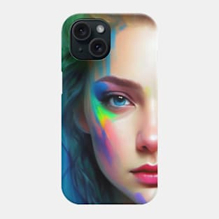 Rainbow girl, Colorful portrait, Rainbow colors, Vibrant personality Phone Case