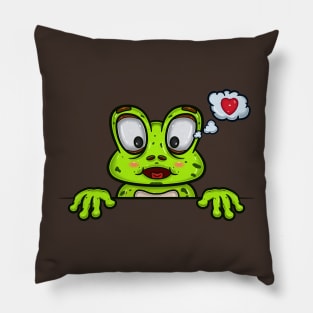 Frog Cartoon With Loving Face Expression Pillow