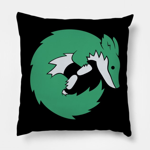 The Green Wolf Pillow by JuliaCoffin