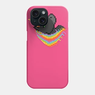 Pixel Black Unicorn with Rainbow Mane Phone Case