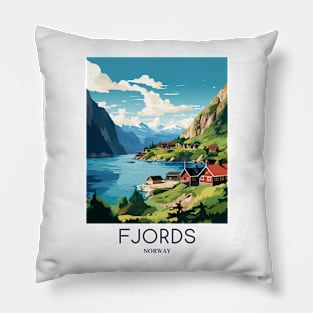 A Pop Art Travel Print of the Fjords - Norway Pillow