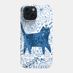 Blue floral cat Phone Case