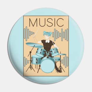 Drummer - Anime Style Pin