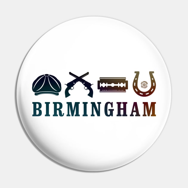 Birmingham Razor Cap Guns Horseshoe Pin by eyevoodoo