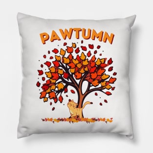 Pawtumn Funny Autumn Cat Puns Pillow