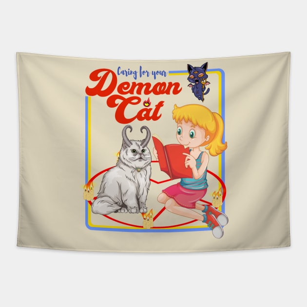 Caring for Your Demon Cat Tapestry by copacoba