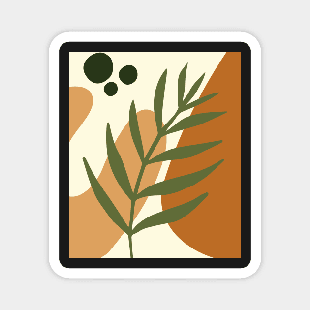 Minimal Modern  Abstract Shapes Abstract Leaf Warm Tones  Pattern Magnet by zedonee