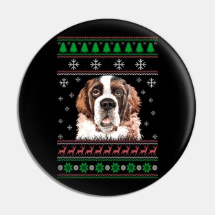 Saint Bernard Ugly Christmas Sweater Funny Dog Lover Owner Gifts Pin