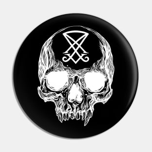 Human skull with Sigil of Lucifer Pin