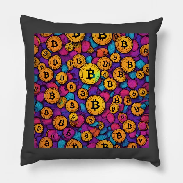 Colorful Bitcoin Pillow by Creativeoptimize