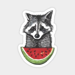 Racoon and watermelon Magnet