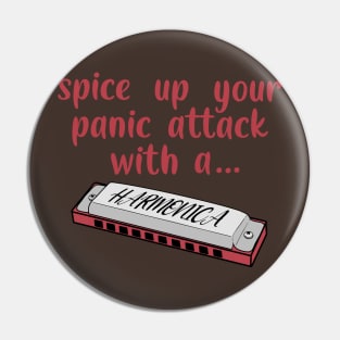 Spice up your panic attack with a harmonica Pin