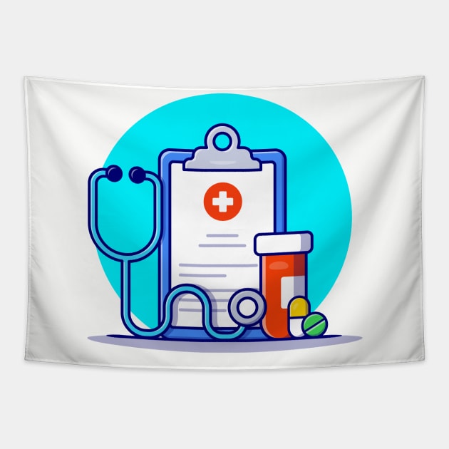 Clipboard, Stethoscope, Jar And Pills Tapestry by Catalyst Labs