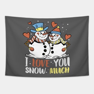 Warm Winter Hugs: Snowmen in Love Tapestry