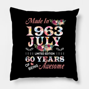 July Flower Made In 1963 60 Years Of Being Awesome Pillow