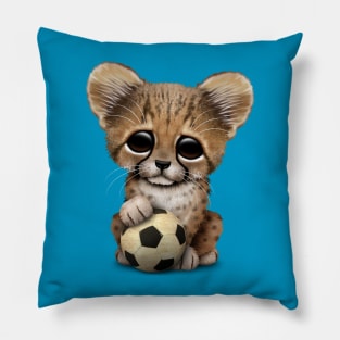 Cheetah Cub With Football Soccer Ball Pillow