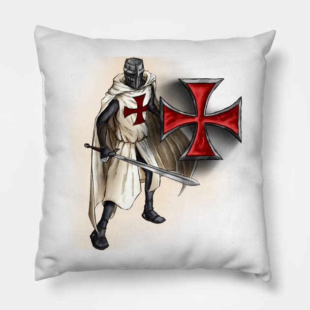 Freemasons Masonic York Rite Knight Templar in red and white Pillow by hclara23