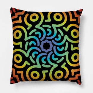 Minimalist Flower Mandala Art Rainbow Pillow