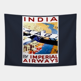 Imperial Airways Vintage Travel to India Print Tapestry