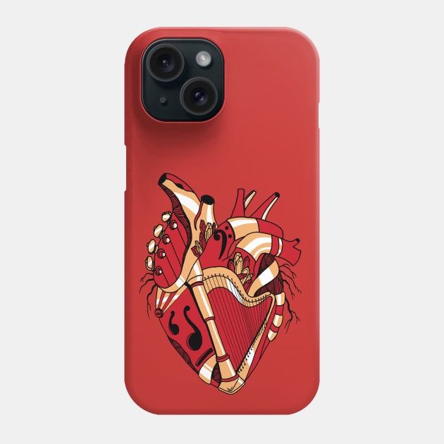 Red and Cream No 2 Musical Heart Phone Case by kenallouis