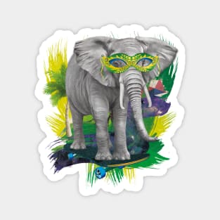 Elephant on skateboard with party glasses on the beach Magnet