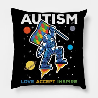 Autism Astronaut Love Accept Inspire Pillow