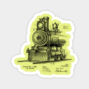 Vintage Steam Engine Locomotive Patent 1898 Magnet